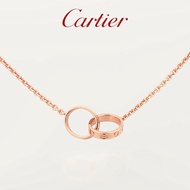 Cartier LOVE Series Rose Gold White Gold Double Ring Necklace