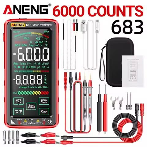 ANENG 683 6000 Counts Touch Screen Rechargable Digital Multimeter Smart Anti-burn Universal Meter VA