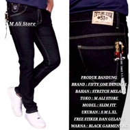 Fifty One Denim 51 Men's Long Soft Jeans Slim Fit Stretch Pants Black Garment