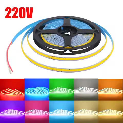 Led Strip COB 220V High Brightness 5m 10m 20m 50m Flexible Light Tape with IC Rectifier 230V 240V AC