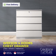 Chest Drawer 4 or 3 Drawer / Clothes Storage / Wider Space Saver / Display Cabinet / Wider Storage Cabinet / Side Cabinet / Bedroom Storage furniture / Store Room / Drawer with lock / Lockable Drawer  WINDY