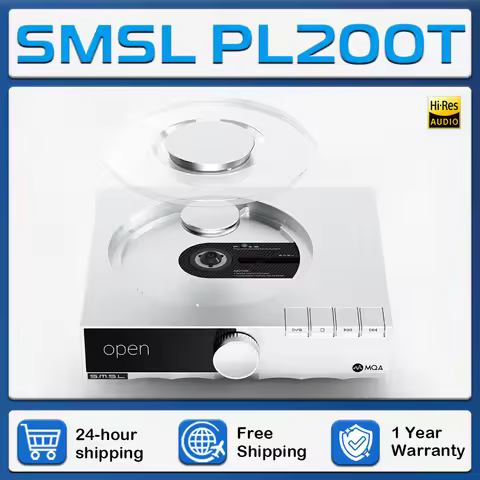 SMSL PL200T CD Player Hi-Res P.A.S.S Servo System MQA-CD DSD512 Clock USB Input Support I2S AES/EBU 