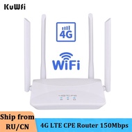 KuWFi 4G WiFi Router Wireless LTE CPE Router SIM Card Slot Rj45 3G 4G Wireless Router Hotspot CAT4 150Mbps for IP Camera
