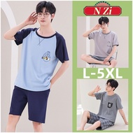 Baju Tidur Lelaki Plus size Pyjamas Men Cotton Pajamas Set Summer Short sleeve Sleepwear Man Loose L