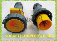 SHINOHAWA 3 PIN 16A 110VAC SAFETY INDUSTRIAL PLUG TOP / COUPLING SOCKET - YELLOW (IP67)