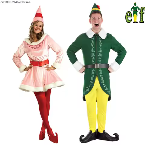 Womens Elf Movie Jovi The Elf Dress Mens Elf Movie Buddy Costume Pink Christmas Cosplay Adult 2025