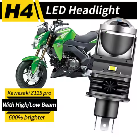 1pc H4 LED Projector Headlight Motorcycle 25W 50000LM Lens with Fan Cooling Automobile Hi Lo Beam Bu