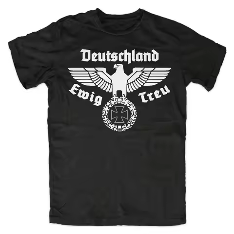 Men's O-neck short-sleeved casual T-shirt cool Y2K informal German eagle eternal loyalty to Germany 