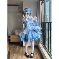 Cos Rem cosplay blue and white gothic costume Luxury Gothic dress