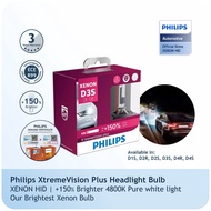 Philips Xenon Xtreme Vision Plus Car Headlight HID Bulb ( +150% More Light | 4800K Pure White )