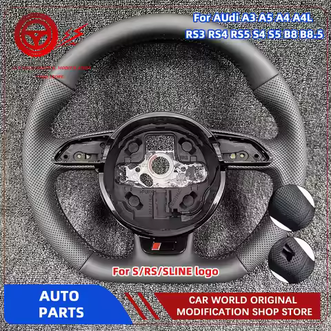 High Quality Leather Black Line Steering Wheel for Audi A3 A5 A4 A4L RS3 RS4 RS5 S4 S5 B8 B8.5 Car S
