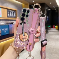 Casing Samsung S22 Ultra S22 Plus S22 Case Luxury Electroplating Antique Fashion Wristband Phone Case With Lanyard