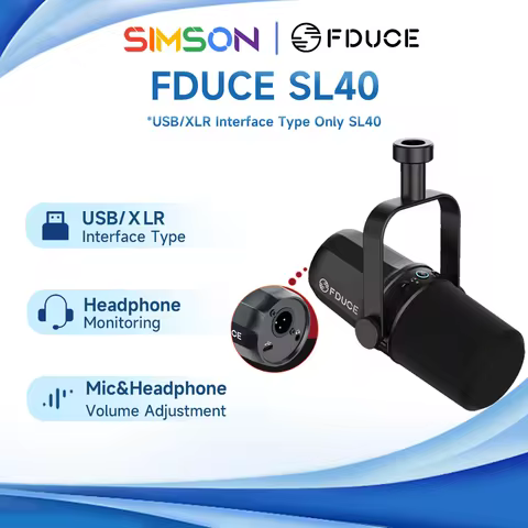 FDUCE SL40X/SL40 USB/XLR Dynamic Microphone With Built-in Headset Output & Sound Insulation,For Podc