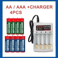 & Rechargeable Battery 1.5V AA 9800mAh 1.5V AAA 8800mAh Alkaline with Charger for Toy Clock Radio LE