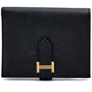 Hermès Black Epsom Bearn Compact Wallet Gold Hardware, 2023