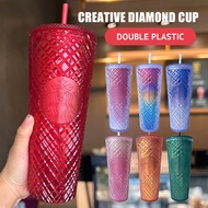 Reusable Starbucks Tumbler Frosted Straw cup Black Durian Series Diamond Studded Cup Starbucks cup 710ml/24oz /RUNA
