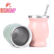 [risingmpS] Yerba Mate Cup 304 Stainless Steel 8oz Argentine Yerba Mate Gourd With illas [New]