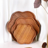 花瓣形狀木餐盤烏檀木托盤水果面包小盤子家用木盤日式木質點心盤