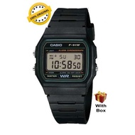 (Men) 100% ORIGINAL CASIO F-91W-3DG Square Dial Black Resin Strap Digital Watch
