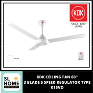 KDK K15V0 CEILING FAN 3BLADE REGULATOR TYPE 5SPEED WHITE COLOUR