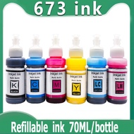 compatible Epson 673 ink Epson T673 Refill Ink Bulk Set for Printer L850, L1800L800, L805, (70ml Ref