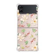 Samsung Z Flip4 5G水晶彩鑽四角加厚雙料手機殼-小清新-櫻花