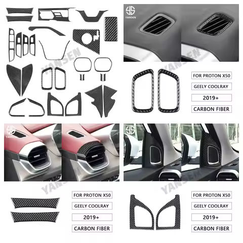 Real Carbon Fiber Dashboard Side Air Outlet A-Pillar Panel Trim Cover Stickers For PROTON X50 Geely