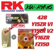 [428 RK XWRING] Y15ZR Y16ZR V1 V2 428-132 3In1 Hot Deal Heavy Duty Sprocket Sets & RK JAPAN Motorcyc