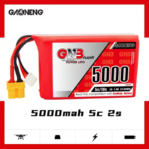 GAONENG GNB 5000mAh 2S1P 7.4V 5C Lipo Battery For Radiomaster TX16S Transmitter Remote Control RC FP
