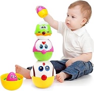 Easter Egg Toys for Toddler, 8 Pcs Nesting & Stacking Chicks Toys Matching Game for 1 2 3 Yr Old, Pl