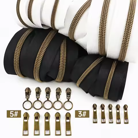 2/5/10M 3# 5# Bronze Nylon Zippers with Slider Open-end Zip Tape By Meter Bag Garment Sewing Zips Cl