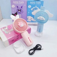 Kuromi Mini Fan Portable Handheld Fan USB Rechargeable Pocket Cooling Fans Mini Kipas