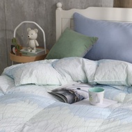 雙人/冬月羽絨被/好收納、可機洗、免被套、超保暖-花瓣藍