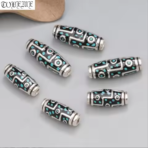 Light-weight 999 Silver Nine-Eye DZI Bead Silver Tibetan 9 Eyes Beads Pure Silver Good Luck Beads DI