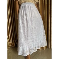 Lace Skirt Pleated Lace Skirt Full Lining Lace Skirt/