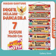 GalleryStore 70x30 Cm - Pancasila Student Profile Classroom Wall Decoration Hanging 7 Layers Rope (C