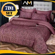 Cadar Comforter (7IN1) Set 5D Bedding Bedsheet Cotton Exclusive Queen & King Size