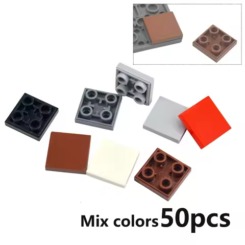 DIY Enlighten Building Blocks 50Pcs Smooth 2X2 Inverted Flat Tile Brick Educational Toys Assembles P