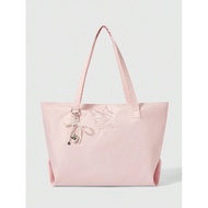 Pu leather tote bag with rabbit embroidery (length 49cm, width 14cm, height 30cm)