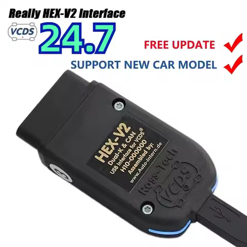 2025 Hex-v2 VAG COM VCDS HEX V2 USB Interface for VW Audi Skoda Seat - Supports Unlimited VINs Germa