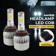 TaffLED COB LED Car Headlight Headlamp 8000 Lumens IP65 Cool White 9006/HB4 - S2