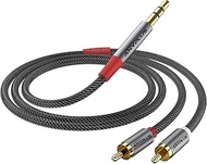 ANYPLUS 2RCA to 3.5mm,【0.5M】 1/8 to RCA 2-Male Headphone Jack Fish Wire Braid Y Splitter RCA Auxilia