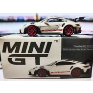 Mini GT Porsche 911 GT3 RS White with Pyro Red Accent Package