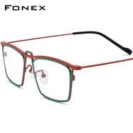 FONEX แว่นสายตาสั้นผู้หญิงใหม่ FONEX แว่นตาสี่เหลี่ยมวินเทจผู้ชายกรอบแว่นตาไททาเนียม2024 F85794แว่นตาสีด้าน