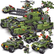 1030PCS Mainan Bricks Tentara Blok Bangunan Mobil Militer Truk Pesawat Model Senjata Bata Set Konstr
