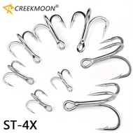 10pcs Heavy-Duty 4X Treble Fishing Hooks - High Carbon Steel Barbed Round Bend Hook with 92.59-291.0