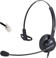 MKJ RJ9 Telephone Headset with Microphone Noise Cancelling Wired Headphones for Call Center Cored Phone Headset for Office Landline Avaya 1408 9508 Polycom VVX310 Aastra 6753i AudioCodes Fanvil