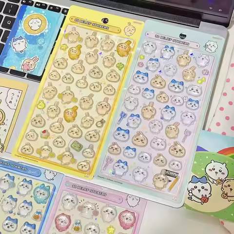 Chiikawa Cartoon 3D Sticker DIY Laptop Scrapbook Decal Aesthetic Crystal Stickers Kawaii Solid Decor