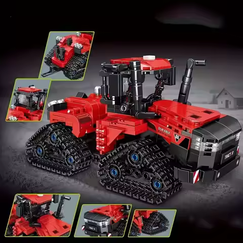 Engineering Series Red/Black Track Tractor Assembly Blocks, Multiple Play Modes, Collectible Item fo