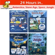 (In Stock)  พร้อมส่ง ชุดหนังสือการ์ตูนภาษาอังกฤษ 4 เล่ม  Usborne 24 Hours in the Stone Age Space Jun